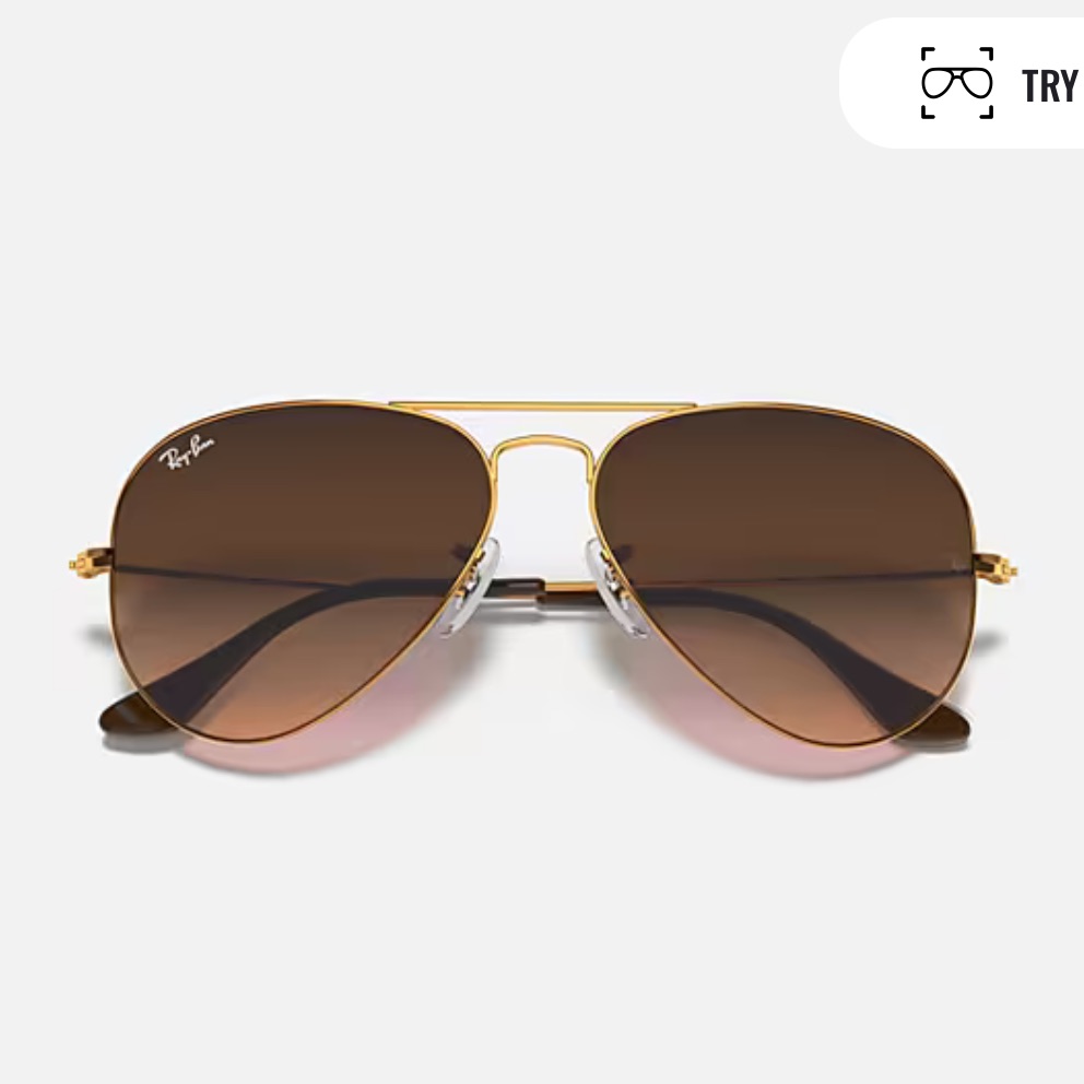 Ray-Ban Gold Aviator Sunglasses With Brown Gradient Lenses